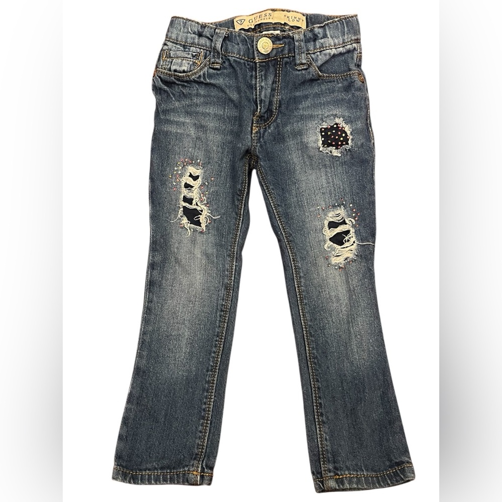 Guess Blue Distressed Flare Jeans